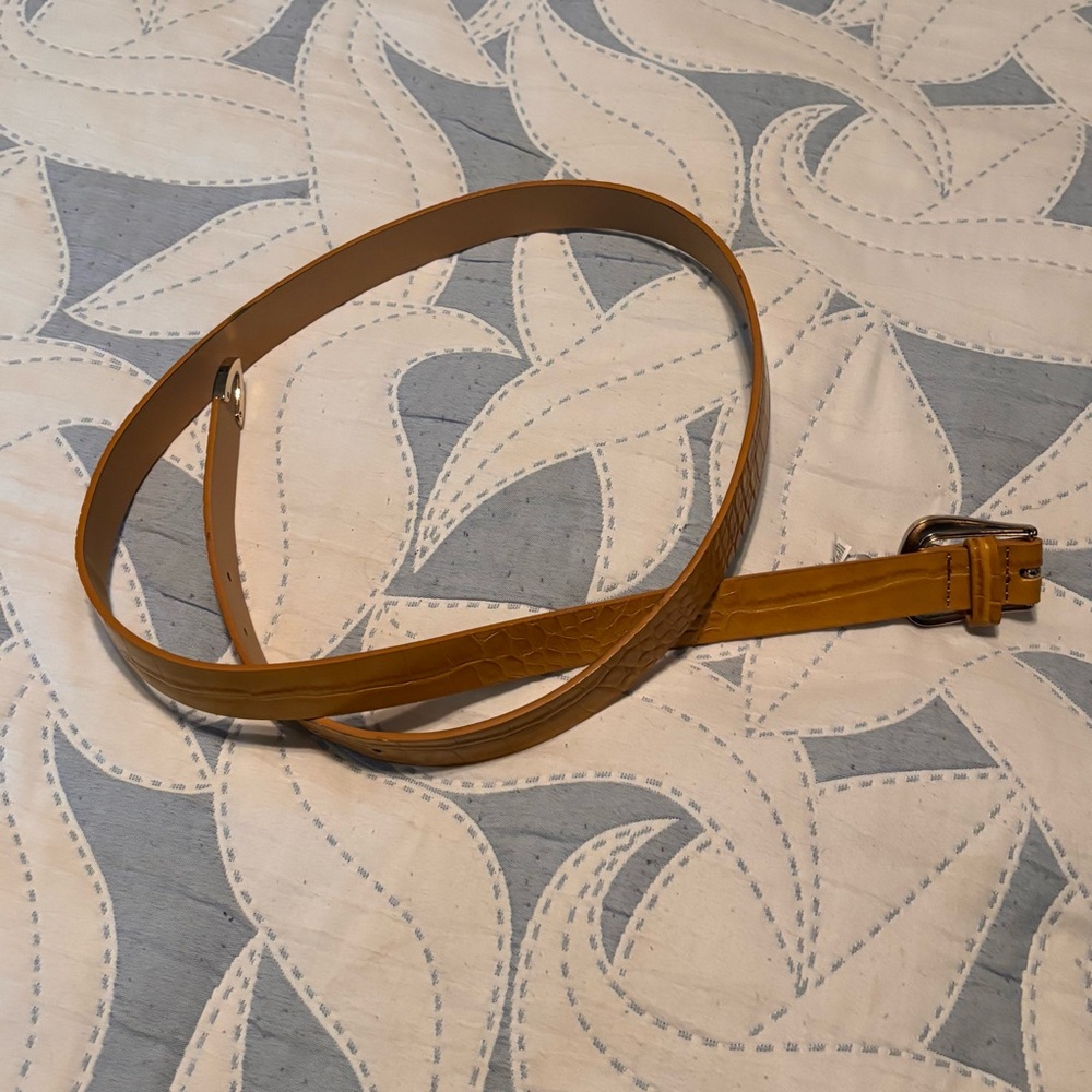 Old Navy XL XXL Tan Croc Embossed Faux Leather Belt Men’s 1” Wide Casual Dress
